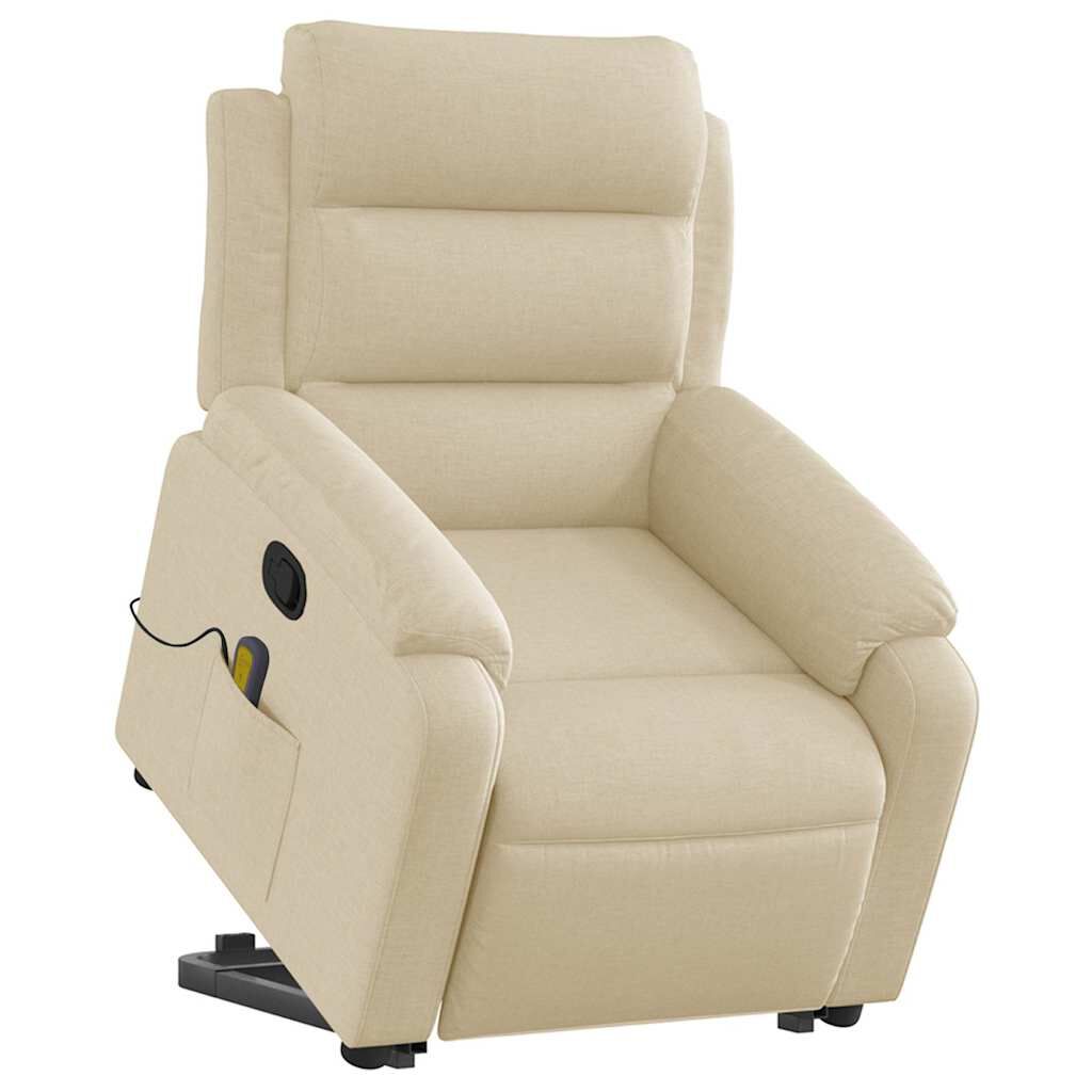 vidaXL Stand up Massage Recliner Chair Cream Fabric