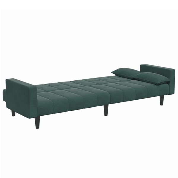 vidaXL 2-Seater Sofa Bed with Footstool Dark Green Velvet