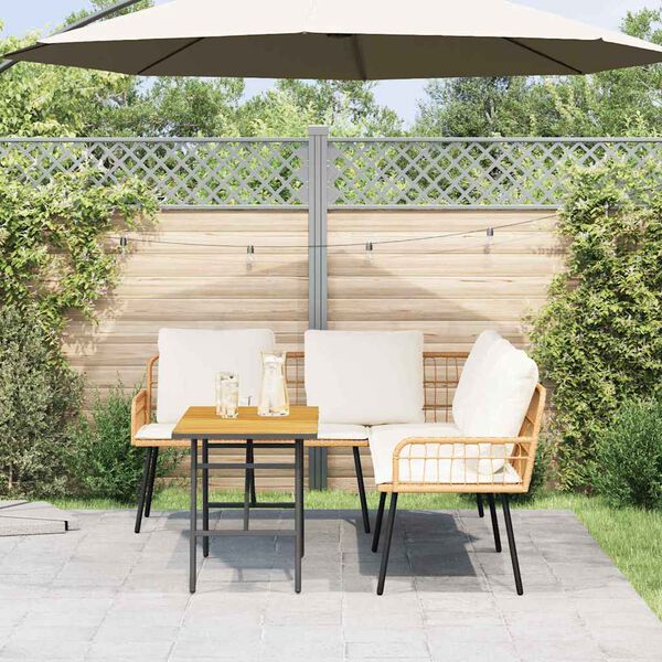 vidaXL Garden Sofa Set 2 pcs Natural Poly Rattan