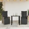 vidaXL 3 Piece Garden Dining Set with Cushions Grey Poly Rattan