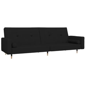 vidaXL 2-Seater Sofa Bed with Two Pillows Black Velvet