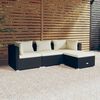 vidaXL 4 Piece Garden Lounge Set with Cushions Poly Rattan Black