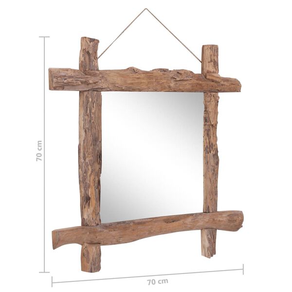 vidaXL Log Mirror Natural 70x70 cm Recycled Teak Wood