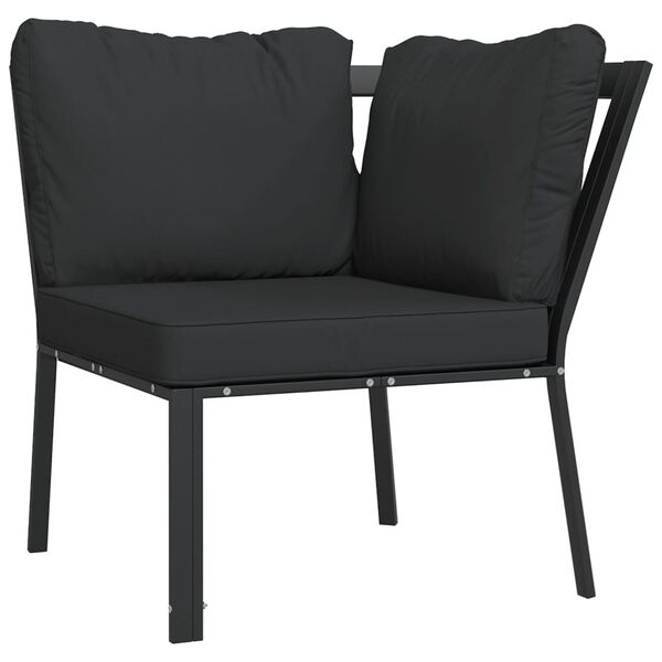 vidaXL 9 Piece Garden Lounge Set with Grey Cushions Steel