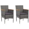 vidaXL 3 Piece Garden Bistro Set Poly Rattan and Tempered Glass Grey