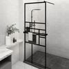 vidaXL Walk-in Shower Wall with Shelf Black 80x195 cm ESG Glass&Aluminium