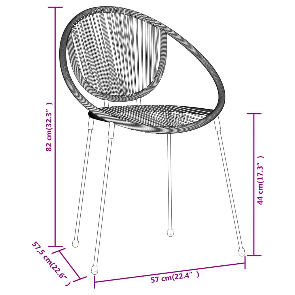 vidaXL 3 Piece Garden Dining Set Black
