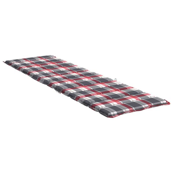 vidaXL Sun Lounger Cushion Red Check Pattern 200x70x3cm Oxford Fabric
