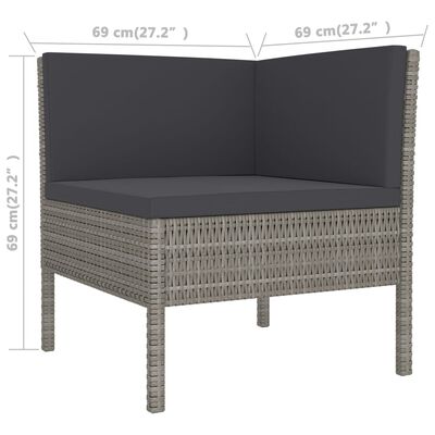 vidaXL 8 Piece Garden Lounge Set with Cushions Poly Rattan Grey