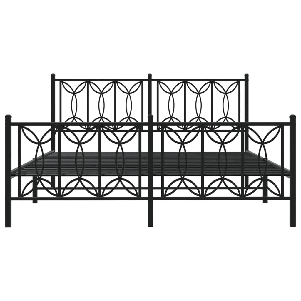 vidaXL Metal Bed Frame without Mattress with Footboard Black 150x200cm