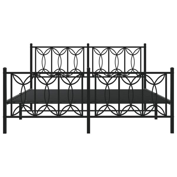 vidaXL Metal Bed Frame without Mattress with Footboard Black 150x200cm