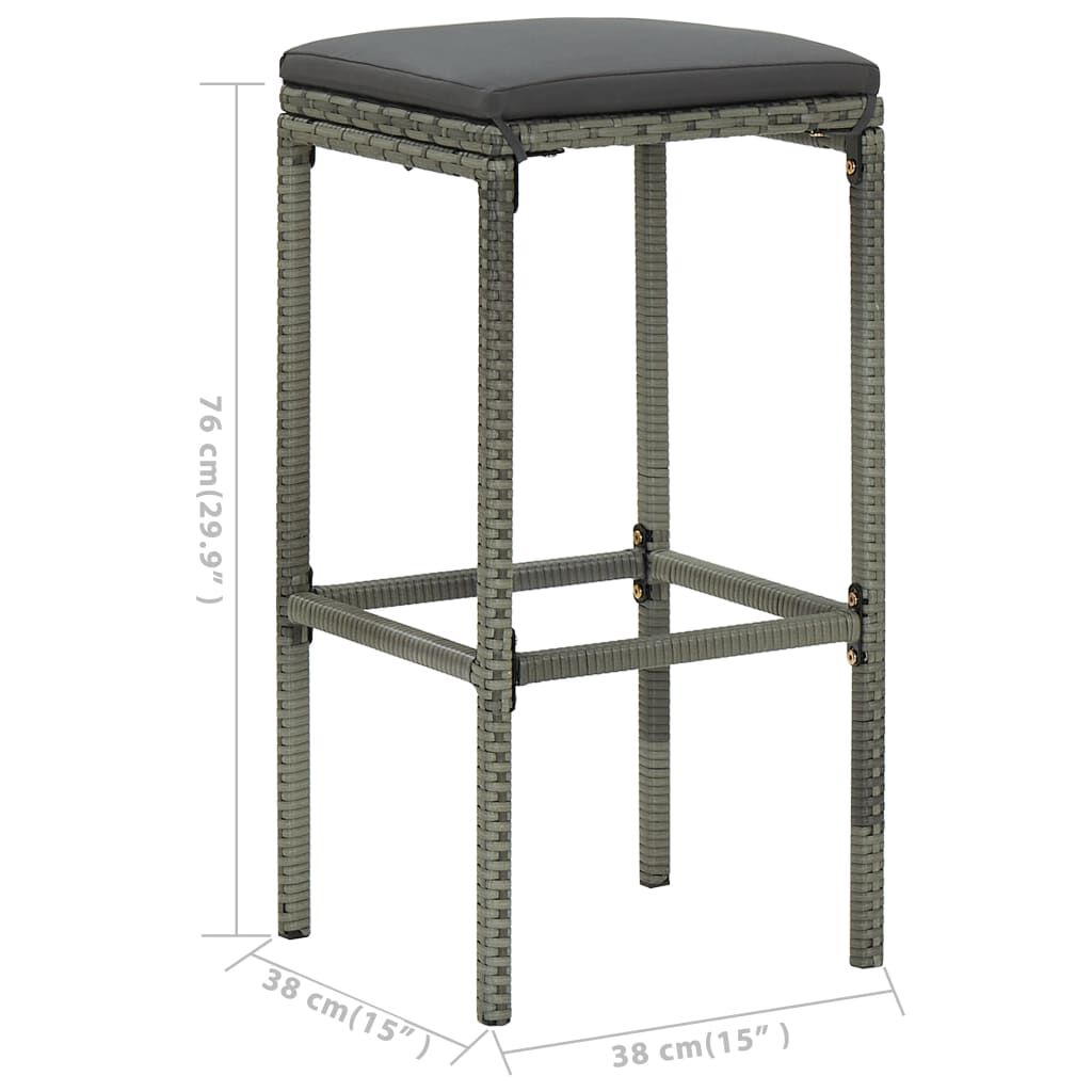 vidaXL 5 Piece Garden Bar Set with Cushions Grey