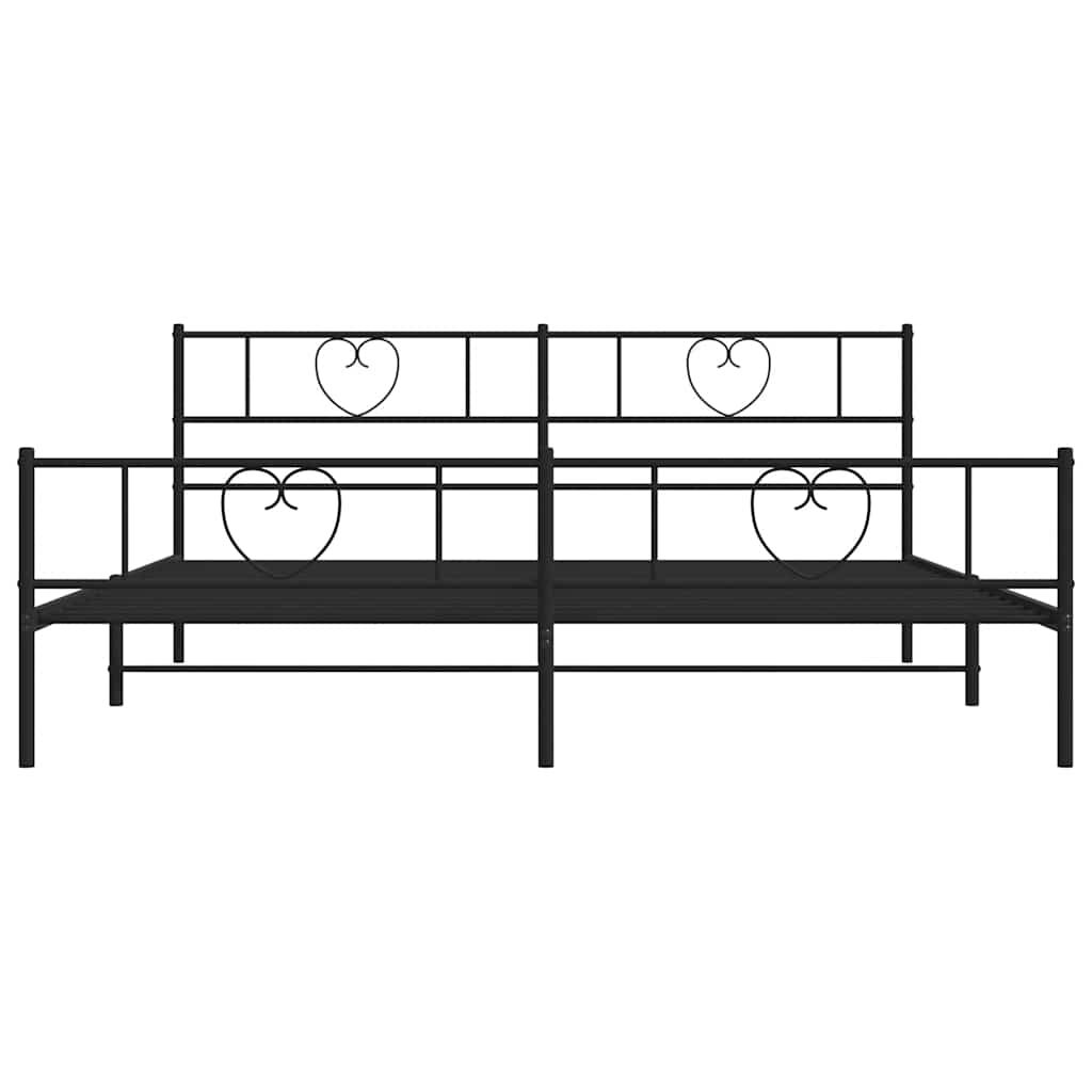 vidaXL Metal Bed Frame without Mattress with Footboard Black 183x213cm