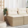 vidaXL Garden Sofas Armless with Cushions 2 pcs Beige Poly Rattan