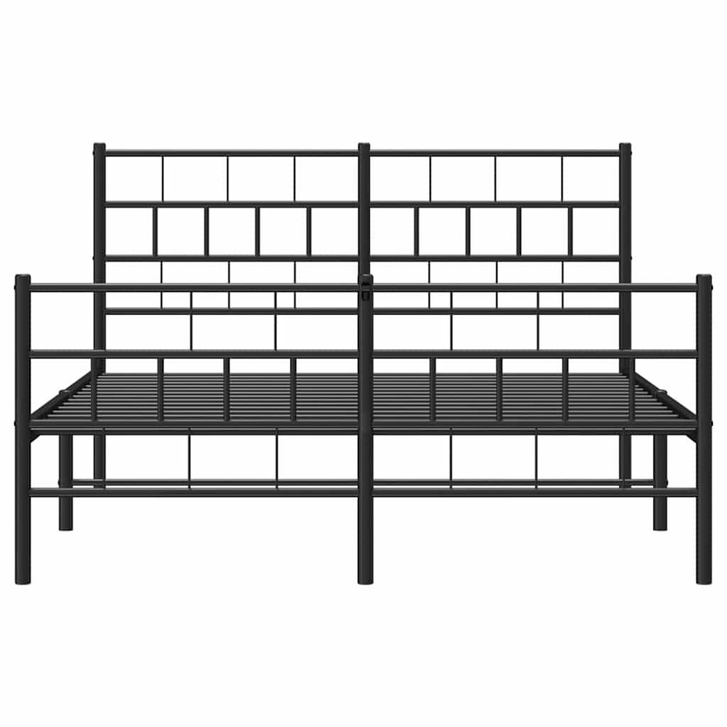 vidaXL Metal Bed Frame without Mattress with Footboard Black 150x200cm