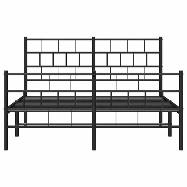 vidaXL Metal Bed Frame without Mattress with Footboard Black 150x200cm