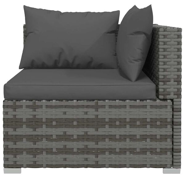 vidaXL 4 Piece Garden Lounge Set with Cushions Grey Poly Rattan