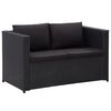 vidaXL 3 Piece Garden Lounge Set with Cushions Poly Rattan Black