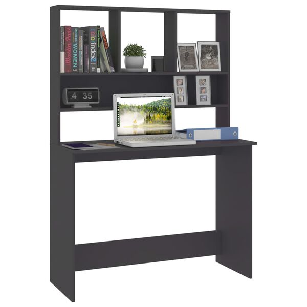 vidaXL Desk with Shelf Grey 110x45x157 cm Engineered Wood