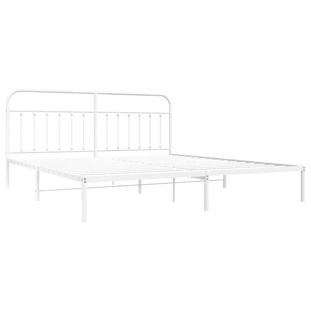 vidaXL Metal Bed Frame without Mattress with Headboard White 193x203cm