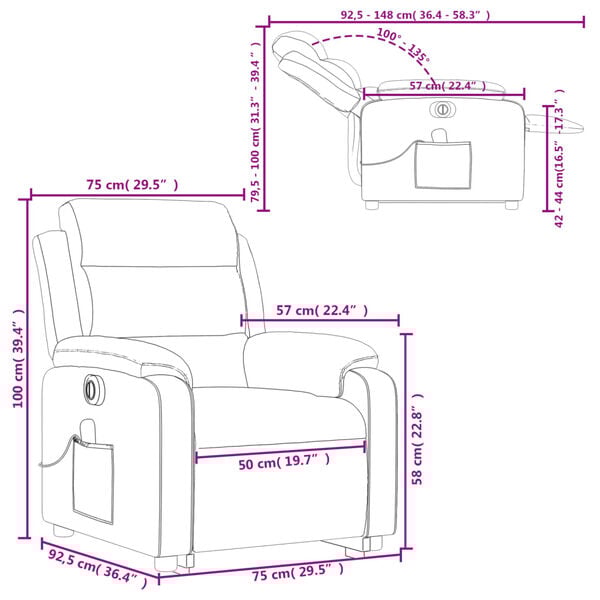 vidaXL Electric Stand up Massage Recliner Chair Cream Faux Leather