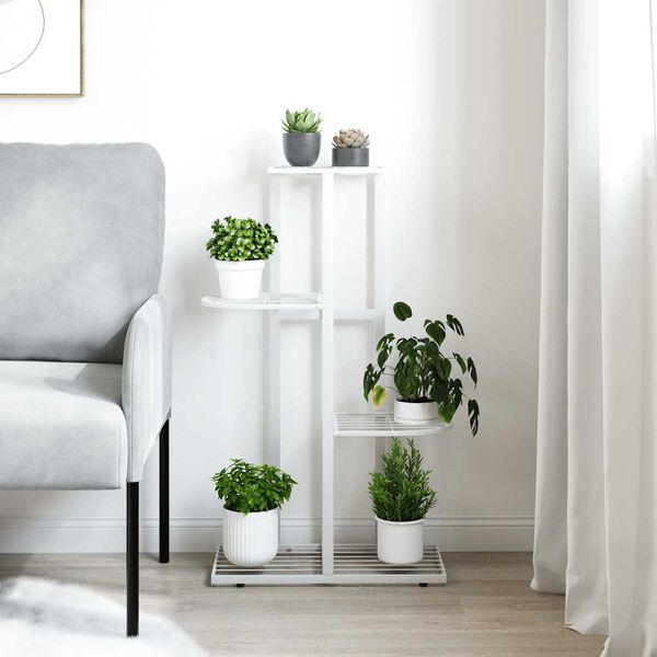 vidaXL 4-Floor Flower Stand 43x22x76 cm White Metal