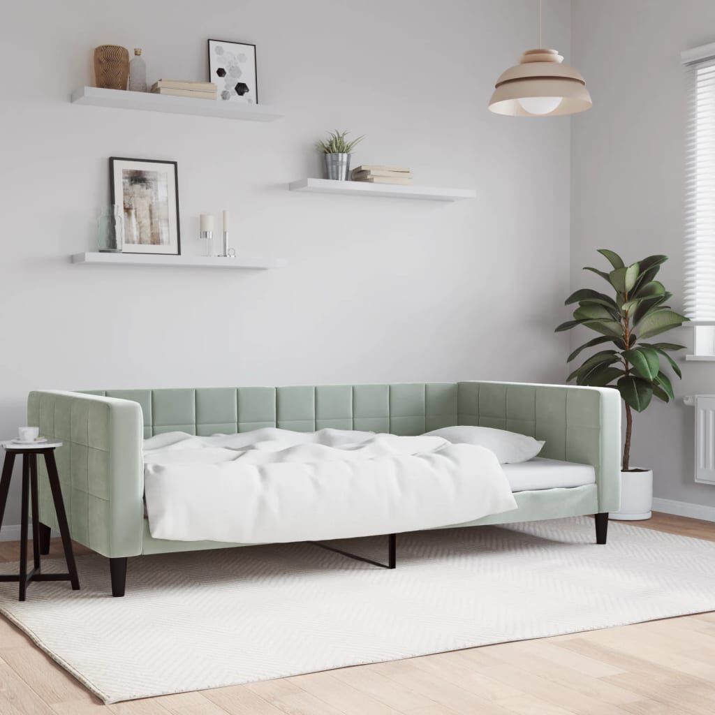 vidaXL Day Bed without Mattress Light Grey 100x190 cm Velvet