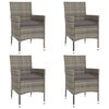vidaXL 5 Piece Garden Bistro Set with Cushions Grey Poly Rattan