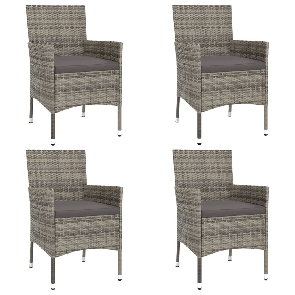 vidaXL 5 Piece Garden Bistro Set with Cushions Grey Poly Rattan