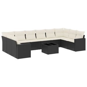 vidaXL 11 Piece Garden Sofa Set with Cushions Black Poly Rattan