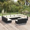 vidaXL 11 Piece Garden Lounge Set with Cushions Black Poly Rattan