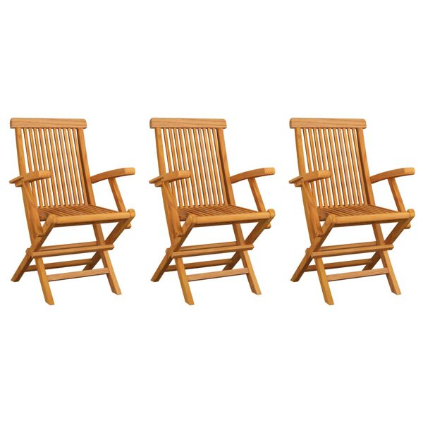 vidaXL Garden Chairs with Cream White Cushions 3 pcs Solid Teak Wood