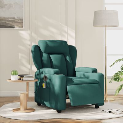 vidaXL Electric Massage Recliner Chair Dark Green Fabric