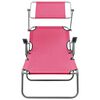 vidaXL Sun Lounger with Canopy Steel Pink