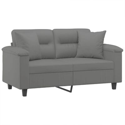 vidaXL 2-Seater Sofa with Pillows Dark Grey 120 cm Microfibre Fabric