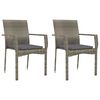 vidaXL 7 Piece Garden Dining Set with Cushions Grey Poly Rattan