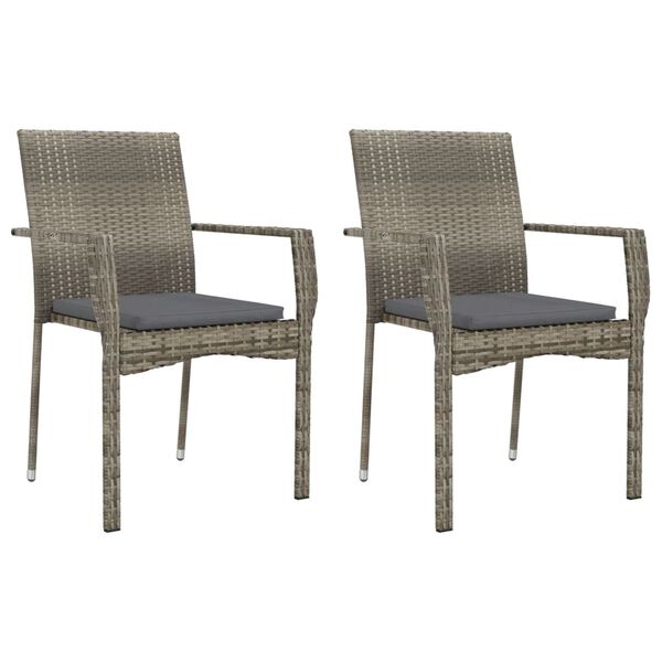 vidaXL 7 Piece Garden Dining Set with Cushions Grey Poly Rattan