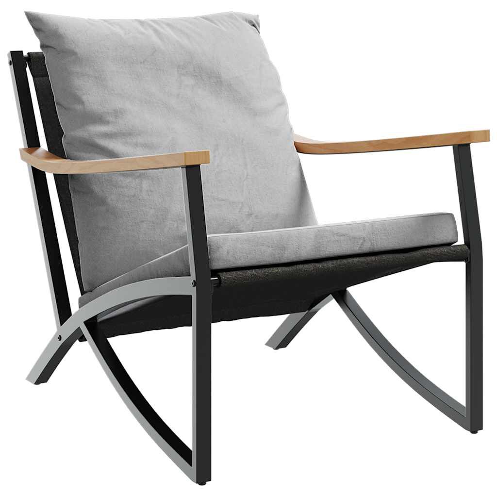 vidaXL 3 Piece Balcony Furniture Set with Cushions Black Steel