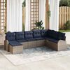 vidaXL Garden Sofa Set with Cushion 8 pcs Grey Poly Rattan