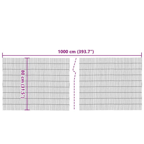 vidaXL Garden Fence 1000x80 cm Reed