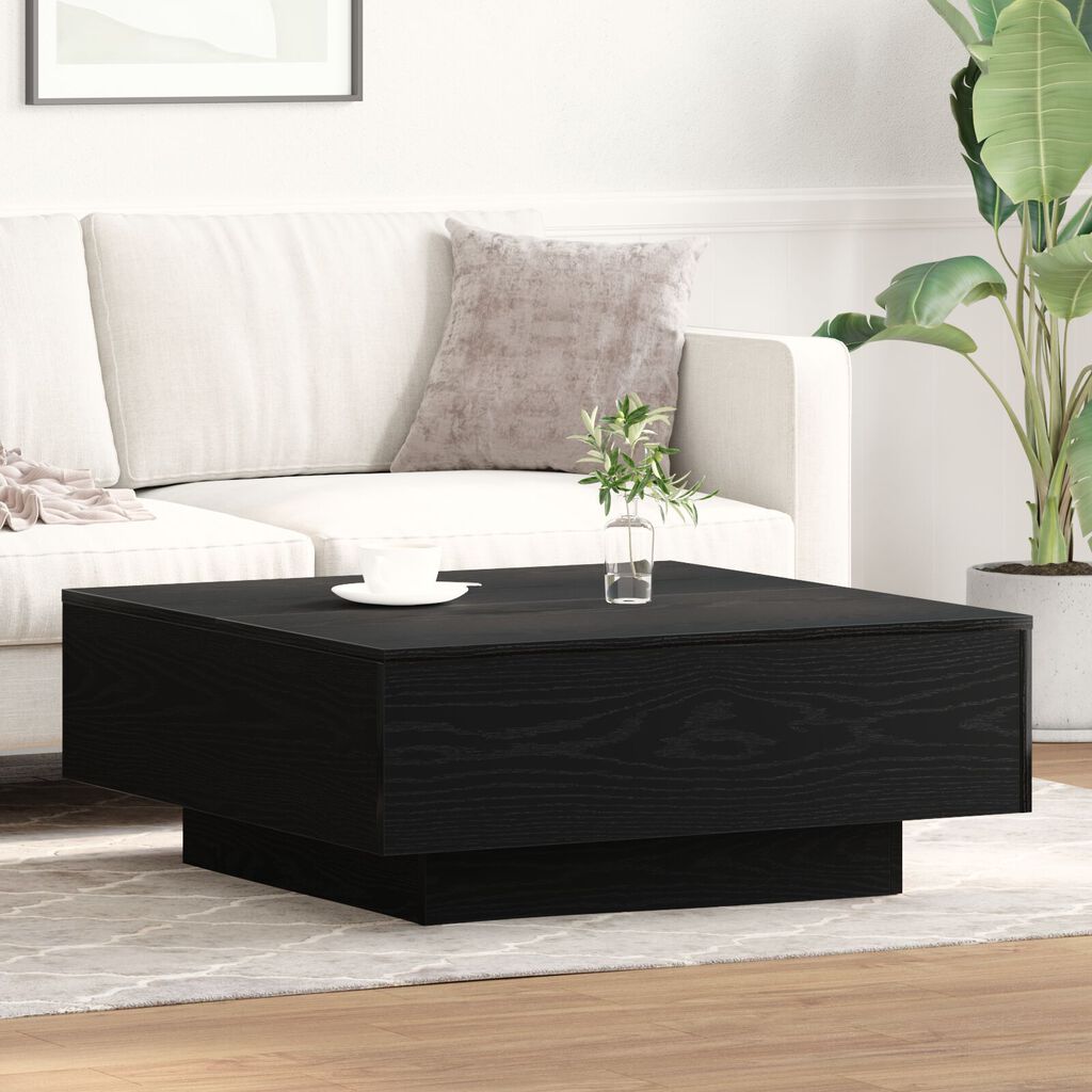 vidaXL Coffee Table Black oak 80 x 80 x 31 cm Engineered wood