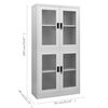 vidaXL Office Cabinet Light Grey 90x40x180 cm Steel and Tempered Glass