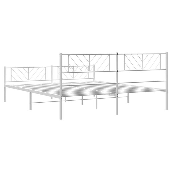 vidaXL Metal Bed Frame without Mattress with Footboard White 193x203cm