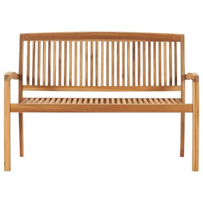 vidaXL Stacking Garden Bench with Cushion 128.5 cm Solid Teak Wood