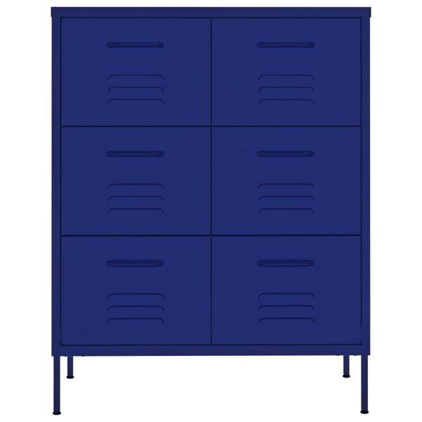 vidaXL Drawer Cabinet Navy Blue 80x35x101.5 cm Steel