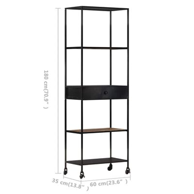 vidaXL Book Cabinet 60x35x180 cm Rough Mango Wood & Iron