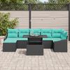 vidaXL Garden Sofa Set with Cushion 8 pcs Black and Turquoise