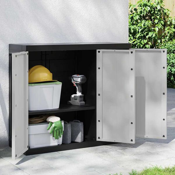 vidaXL Outdoor Storage Cabinet Grey and Black 97x37x85 cm PP
