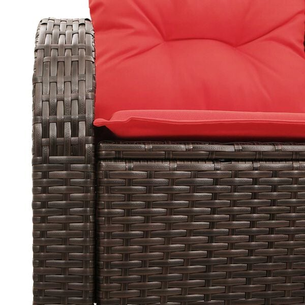 vidaXL 2-Seater Garden Sofa with Cushions Brown Poly Rattan