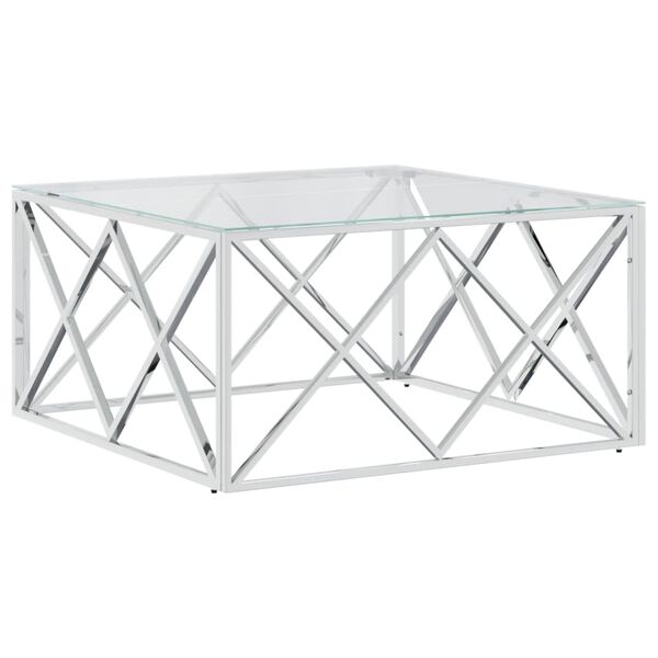vidaXL Coffee Table 80x80x40 cm Stainless Steel and Glass